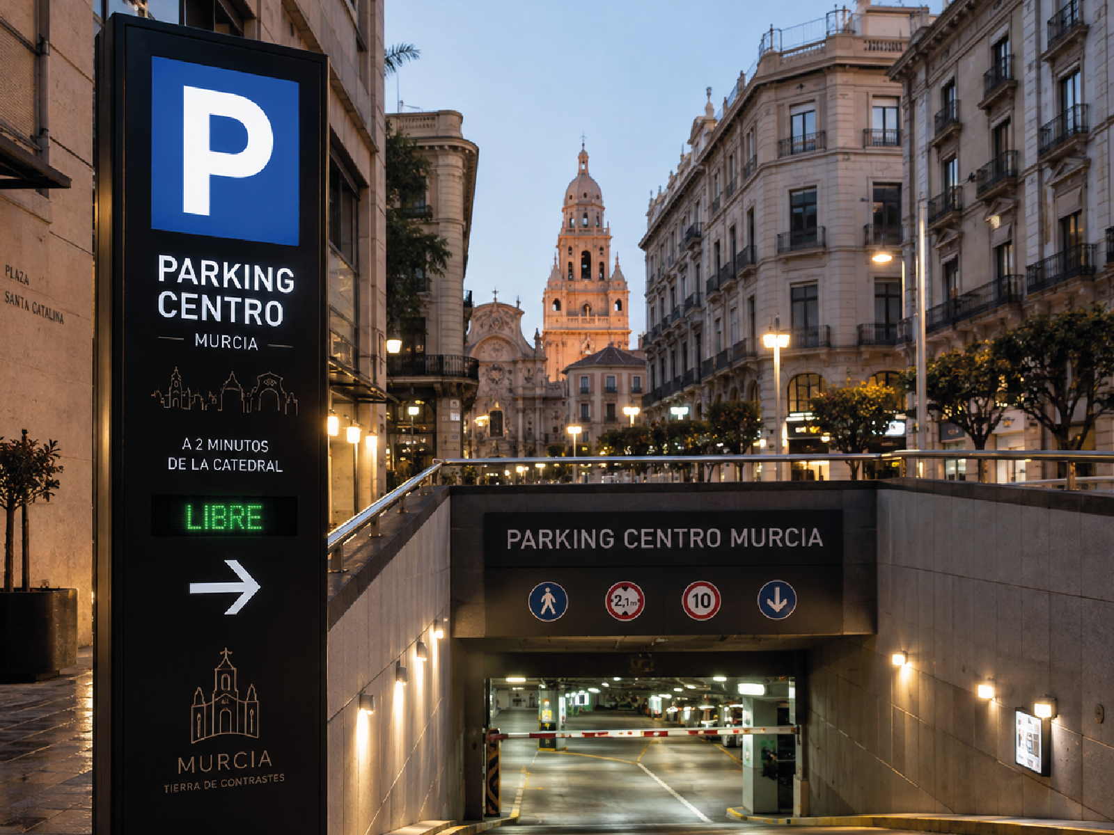 Tótem de aparcamiento en centro de empresas en Murcia